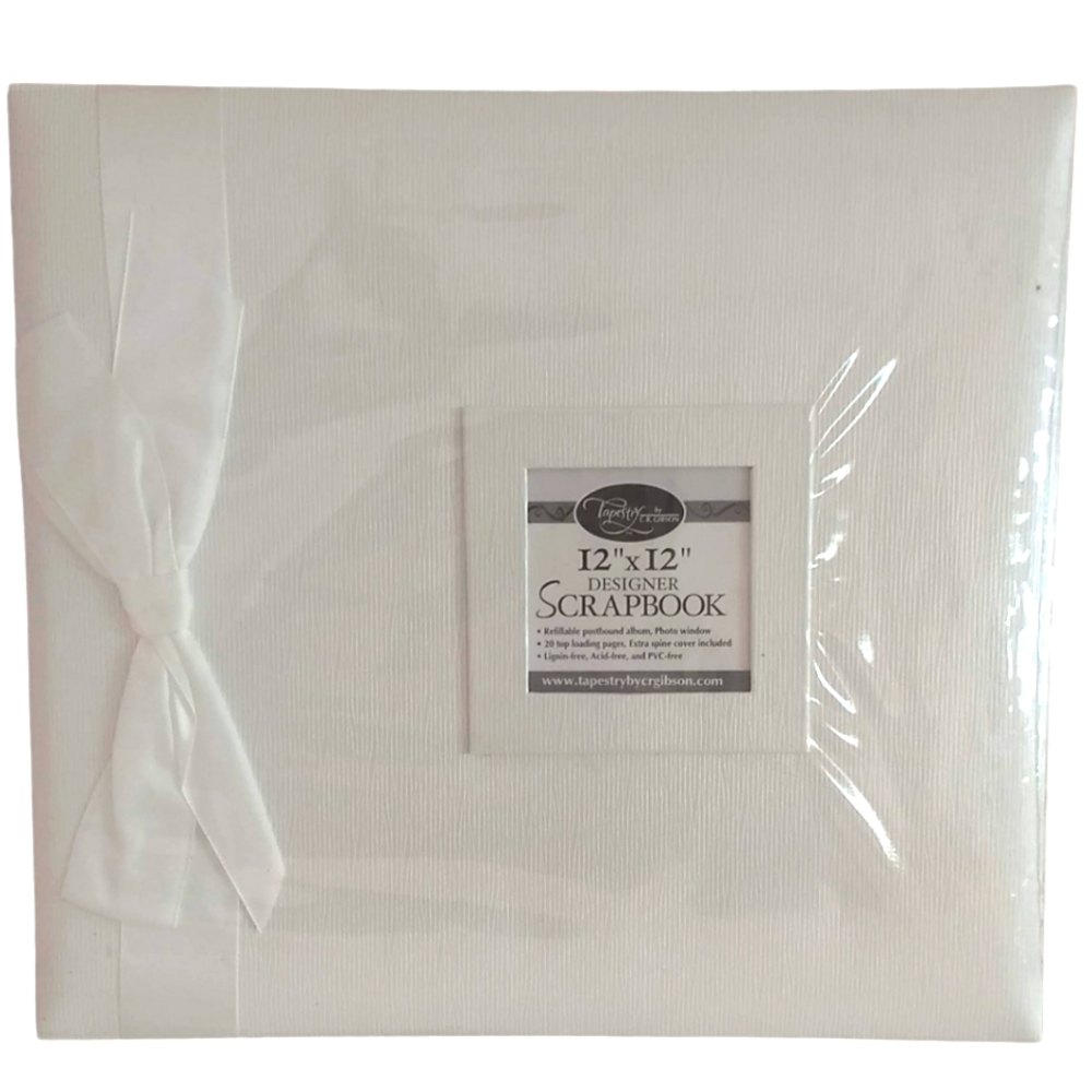 New White Ribbon Hard Cover Scrapbook